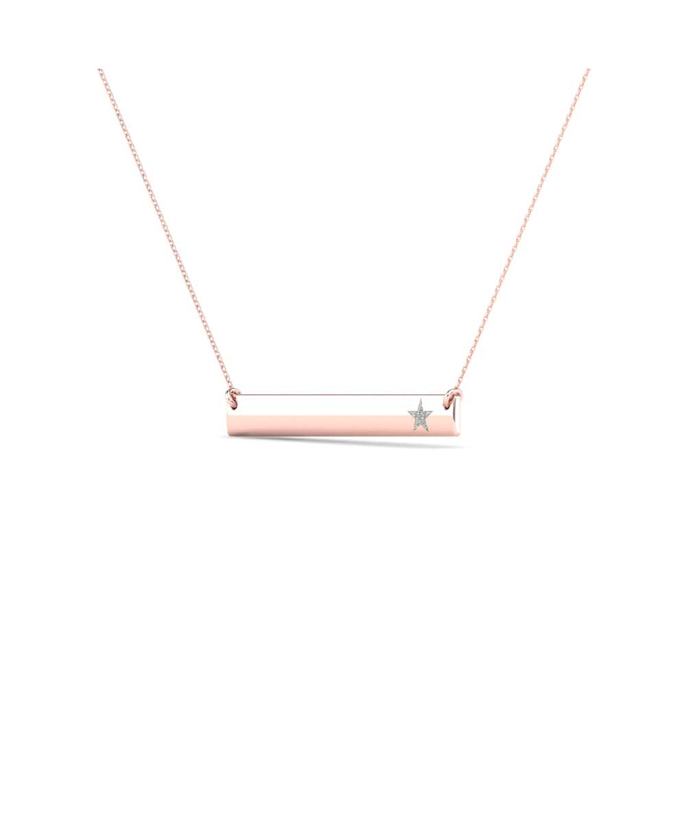 Le Petit Collection Diamond 10k Rose Gold Star Bar Necklace View 2