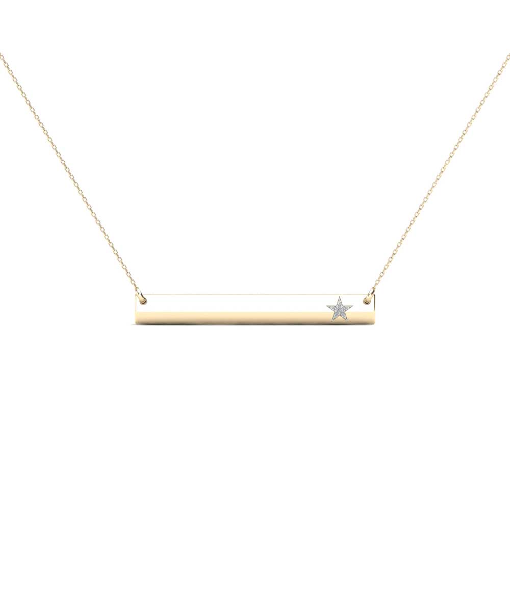 Le Petit Collection Diamond 10k Yellow Gold Star Bar Necklace View 1