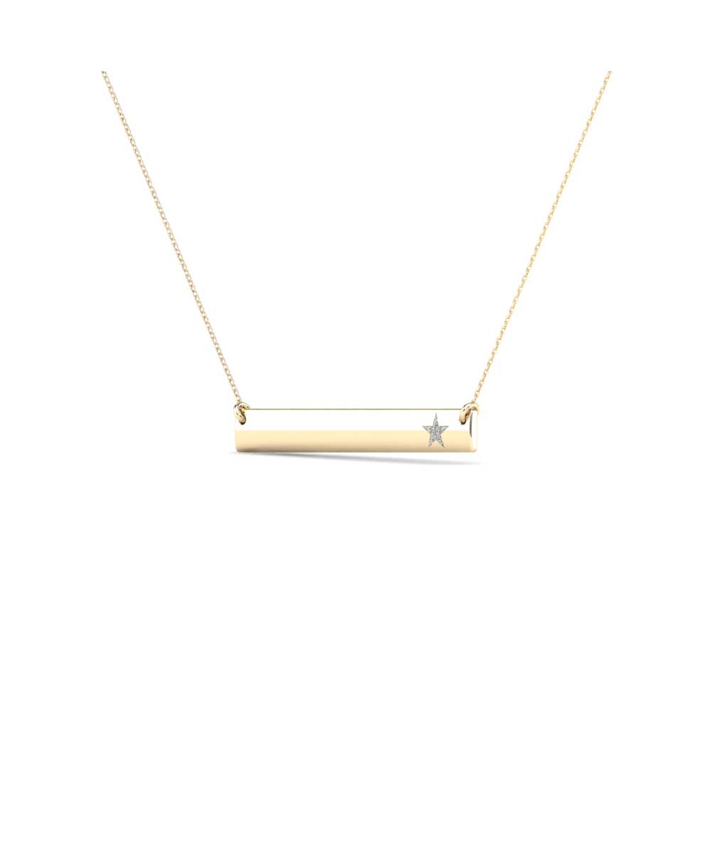 Le Petit Collection Diamond 10k Yellow Gold Star Bar Necklace View 2
