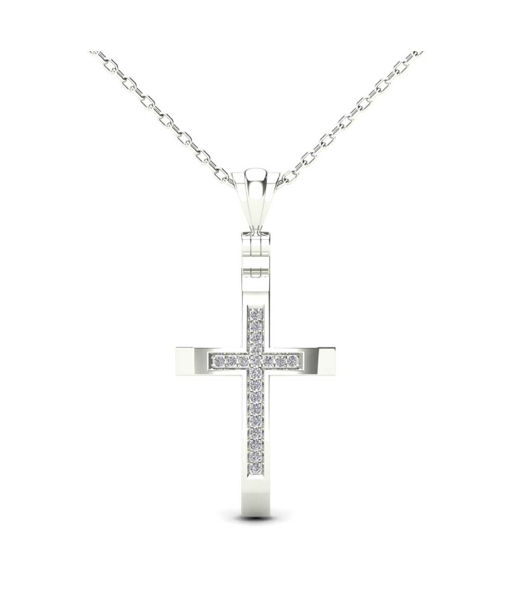 Le Petit Collection Diamond 14k White Gold Cross Pendant With Chain View 1