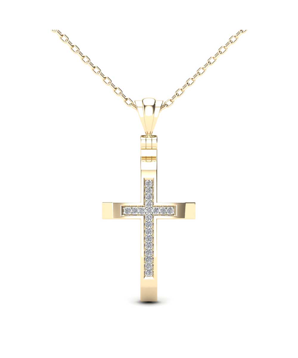 Diamonds 14k Yellow Gold Cross Pendant With Chain View 1