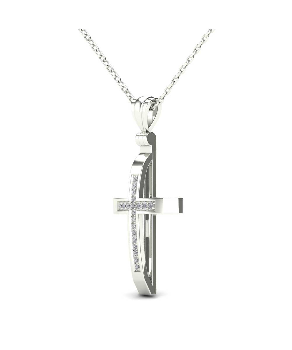 Le Petit Collection Diamond 14k White Gold Cross Pendant With Chain View 2