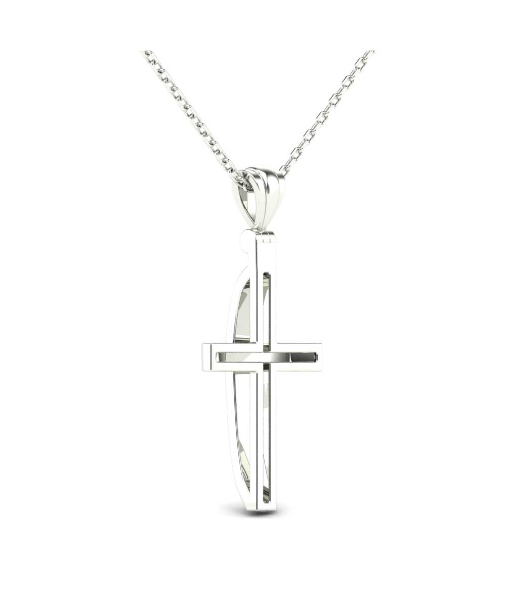 Le Petit Collection Diamond 14k White Gold Cross Pendant With Chain View 3