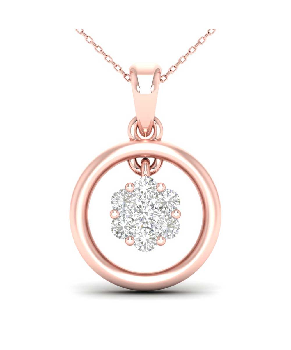 Le Petit Collection Diamond 14k Rose Gold Circle Pendant With Chain View 1