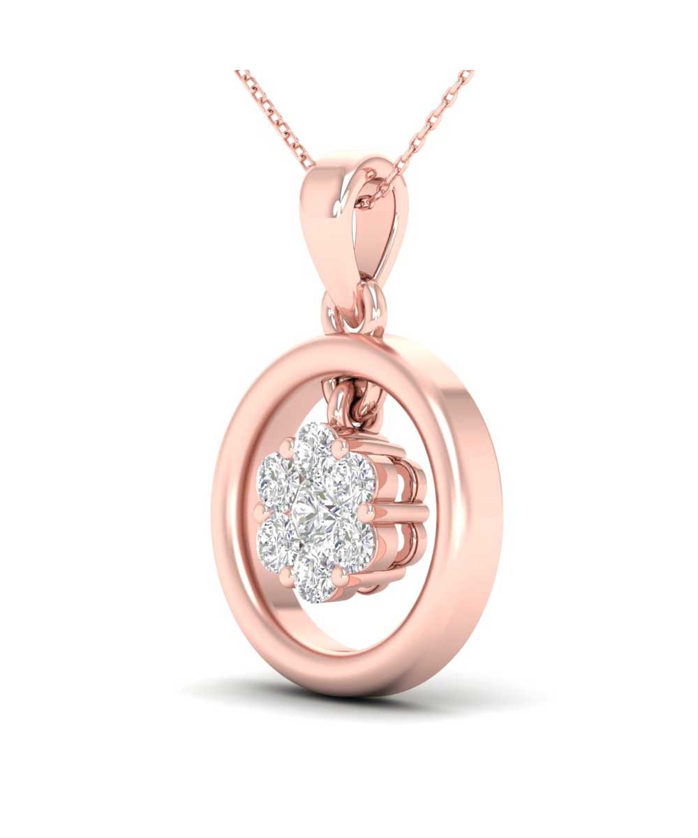 Le Petit Collection Diamond 14k Rose Gold Circle Pendant With Chain View 2