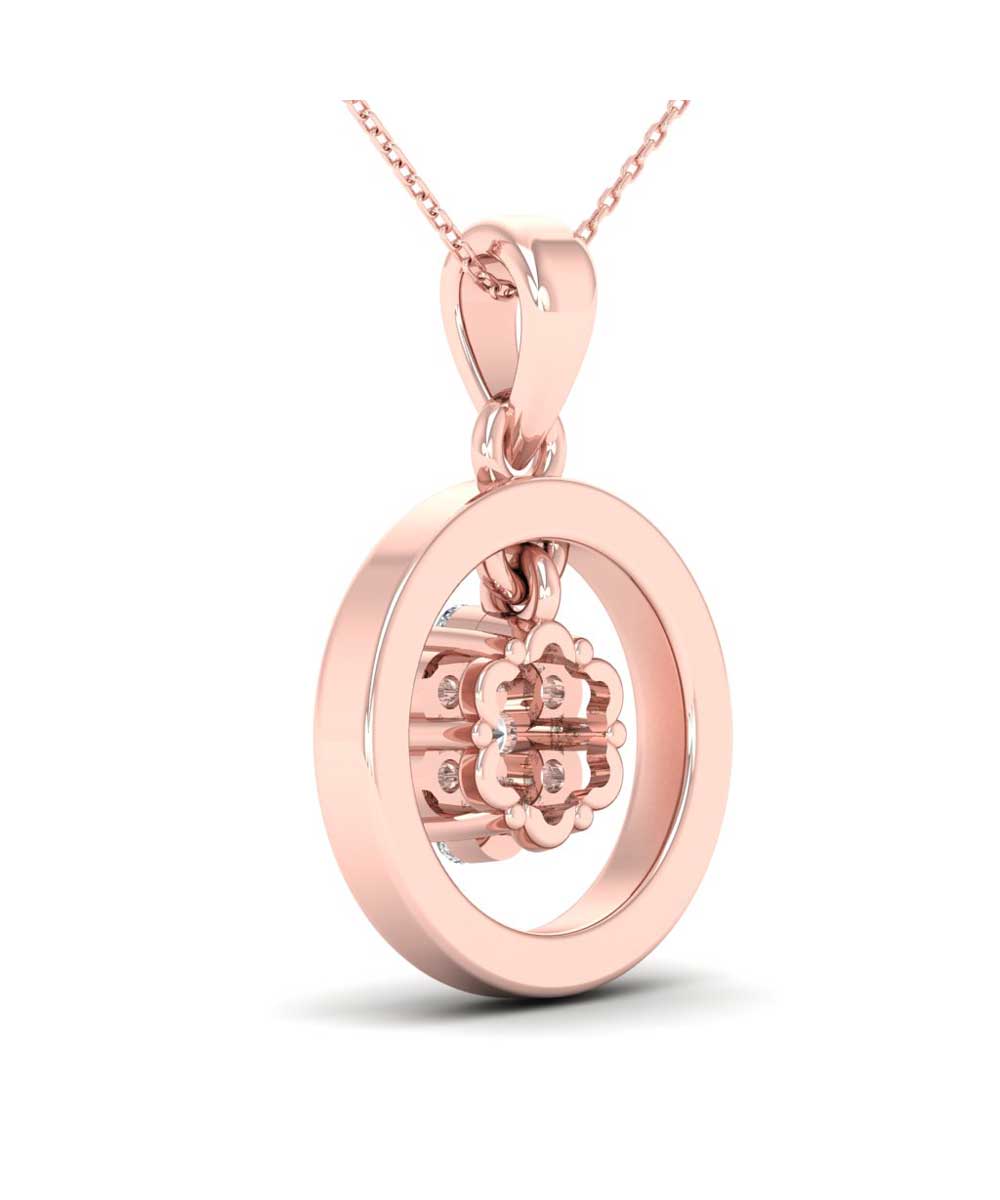 Le Petit Collection Diamond 14k Rose Gold Circle Pendant With Chain View 3