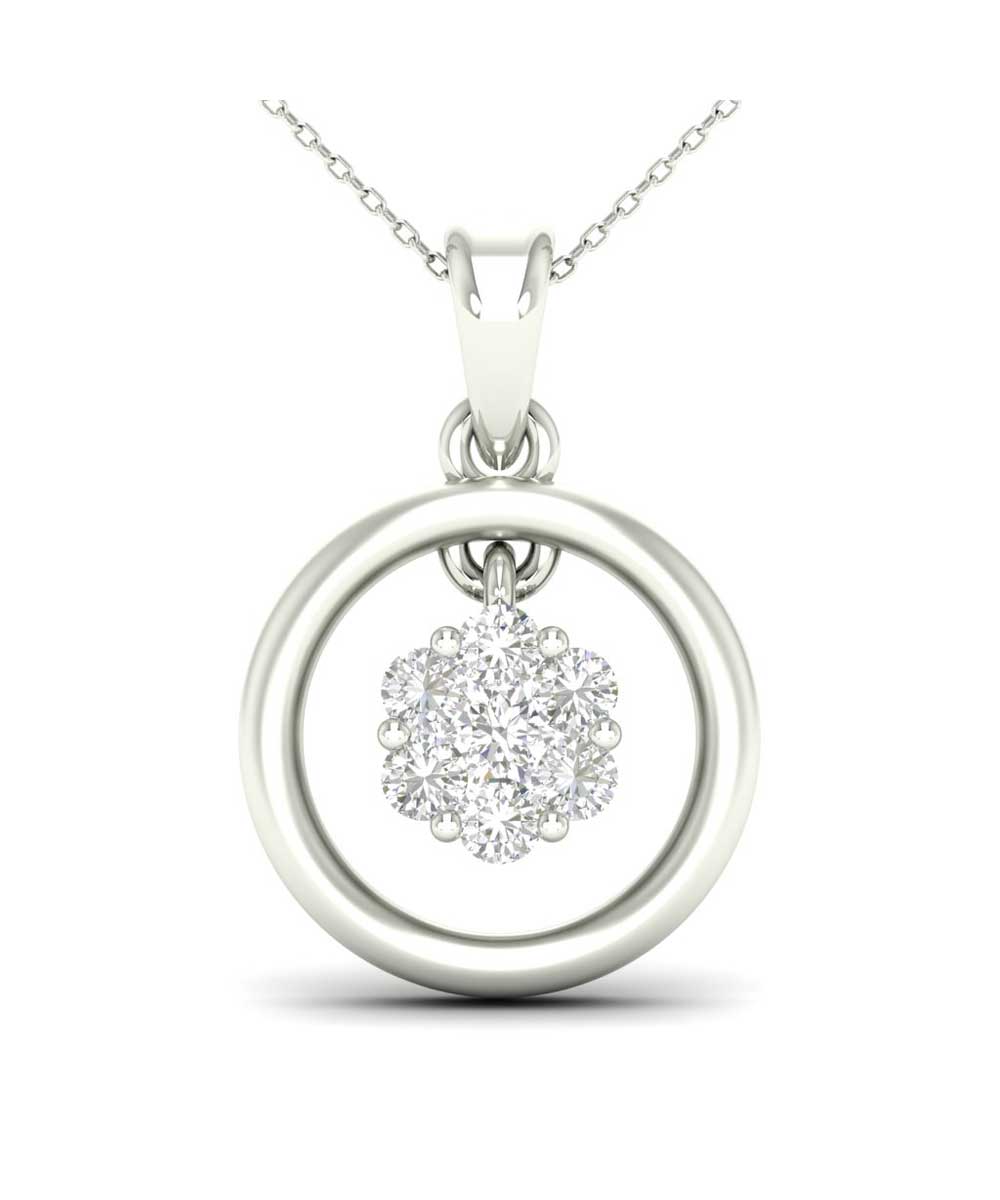 Le Petit Collection Diamond 14k White Gold Circle Pendant With Chain View 1