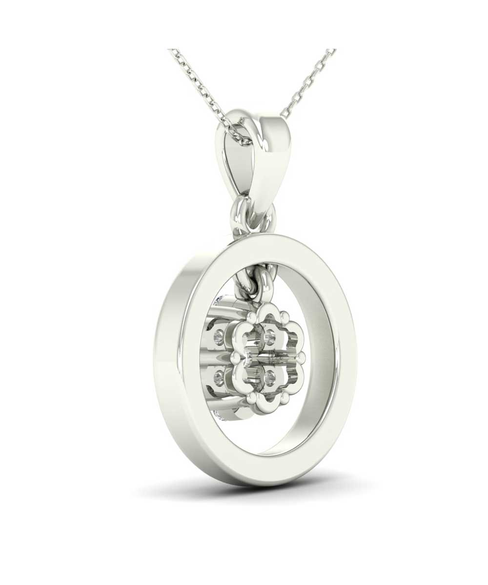 Le Petit Collection Diamond 14k White Gold Circle Pendant With Chain View 3