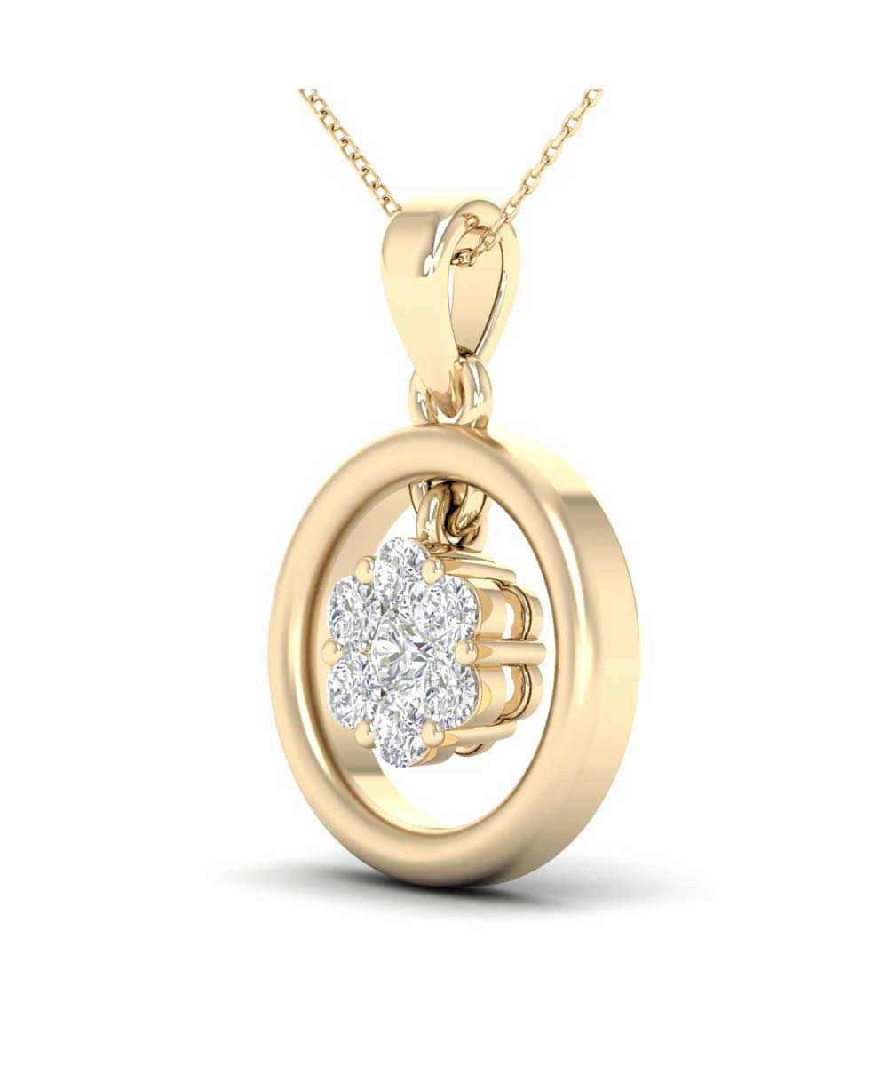 Le Petit Collection Diamond 14k Yellow Gold Circle Pendant With Chain View 2
