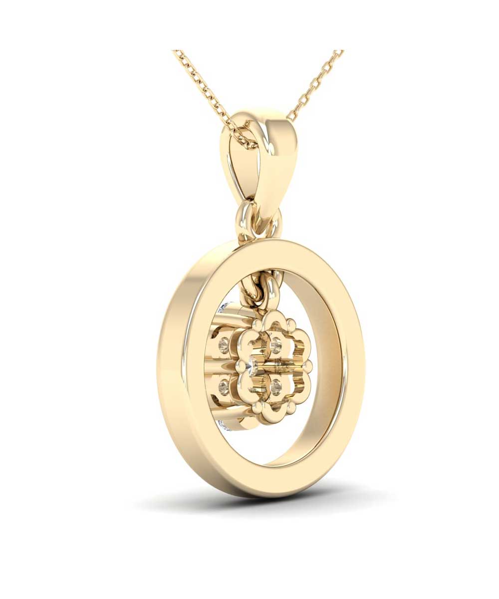 Le Petit Collection Diamond 14k Yellow Gold Circle Pendant With Chain View 3