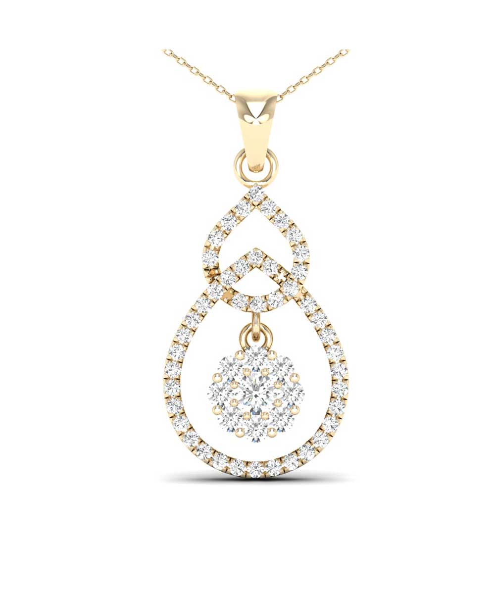 0.30 ctw Diamonds 14k Yellow Gold Drop Pendant With Chain View 1