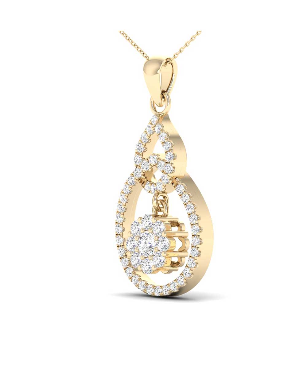 0.30 ctw Diamonds 14k Yellow Gold Drop Pendant With Chain View 2