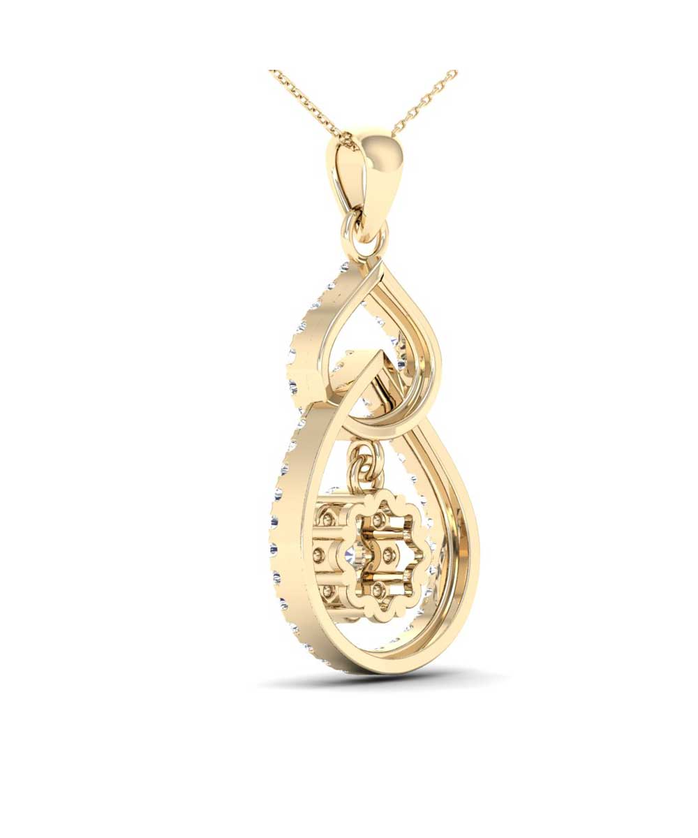0.30 ctw Diamonds 14k Yellow Gold Drop Pendant With Chain View 3