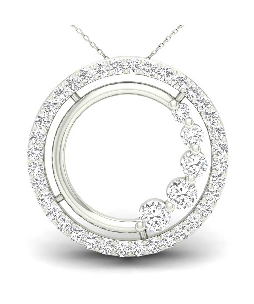 Le Petit Collection 0.42 ctw Diamond 14k White Gold Circle Journey Pendant With Chain View 1