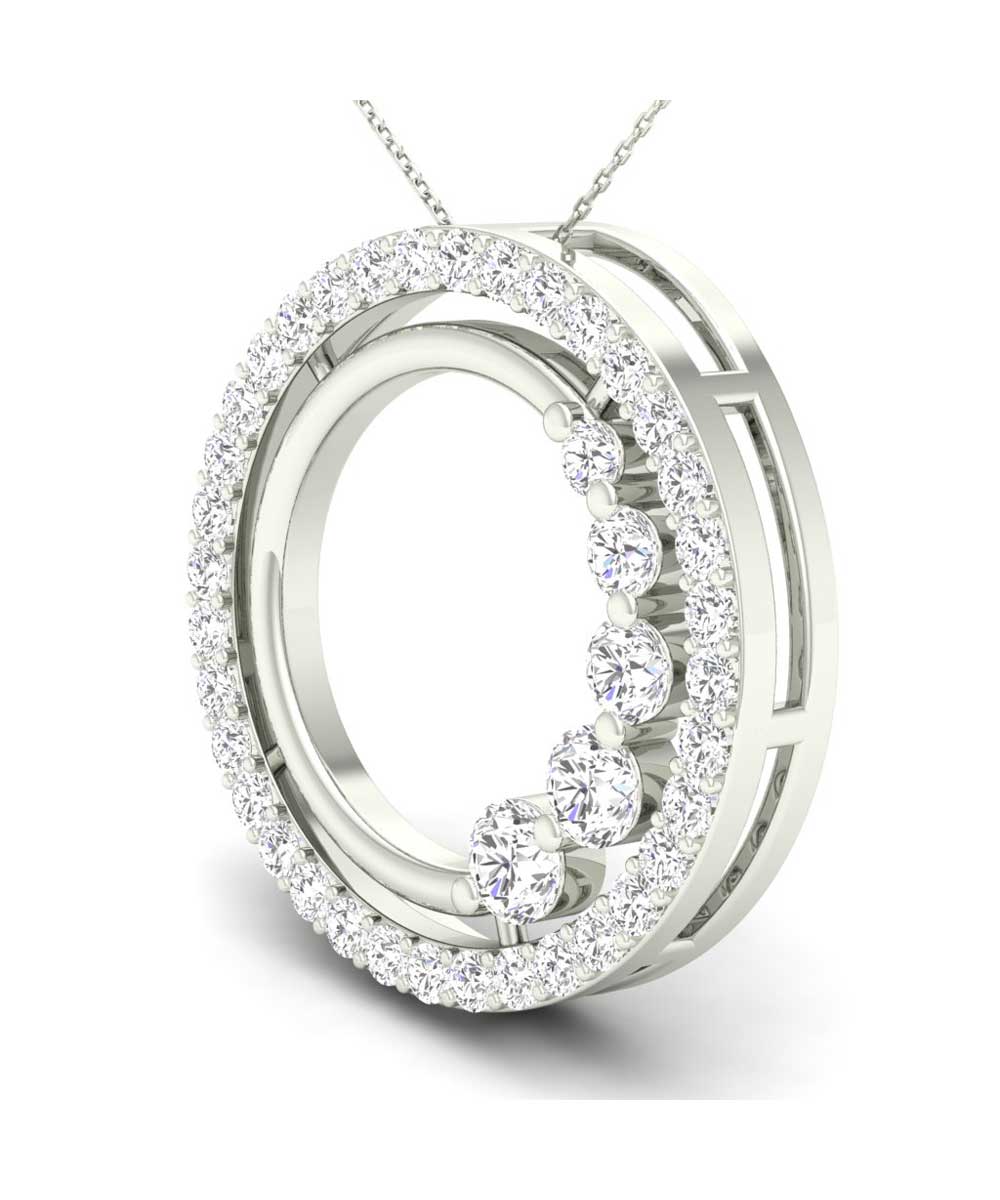 Le Petit Collection 0.42 ctw Diamond 14k White Gold Circle Journey Pendant With Chain View 2