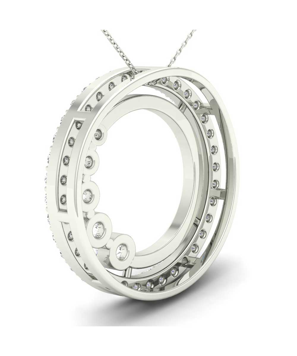 Le Petit Collection 0.42 ctw Diamond 14k White Gold Circle Journey Pendant With Chain View 3