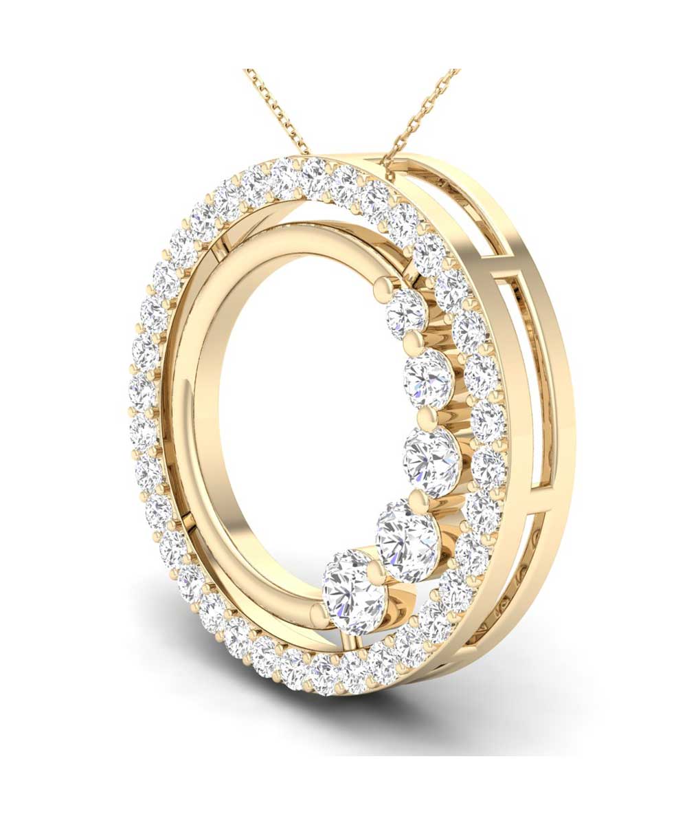 Le Petit Collection 0.42 ctw Diamond 14k Gold Circle Journey Pendant With Chain View 2