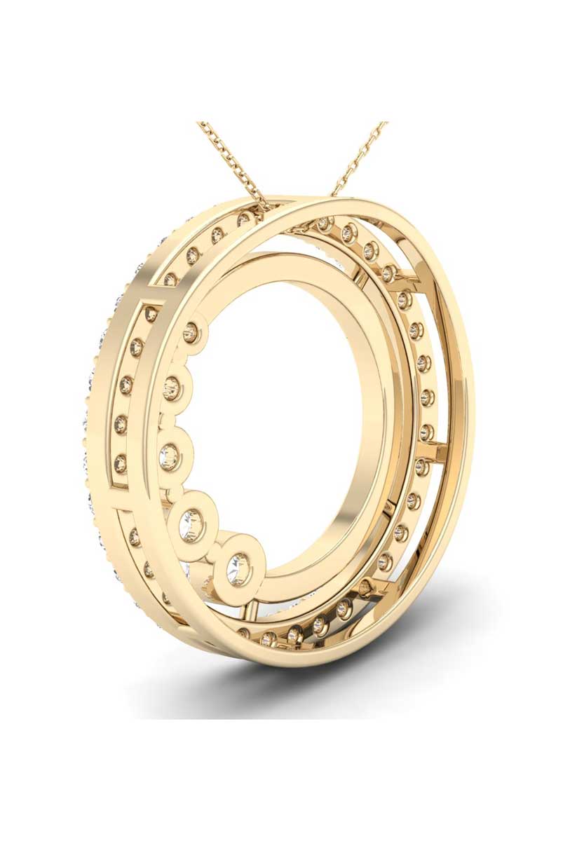 Le Petit Collection 0.42 ctw Diamond 14k Gold Circle Journey Pendant With Chain View 3