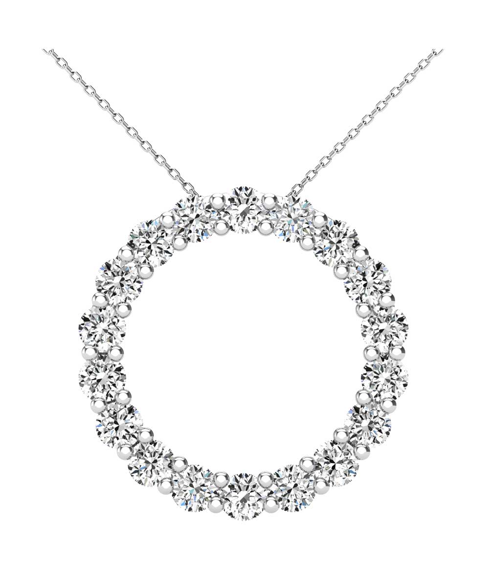 Le Petit Collection 0.40 ctw Diamond 14k White Gold Circle Pendant With Chain View 1