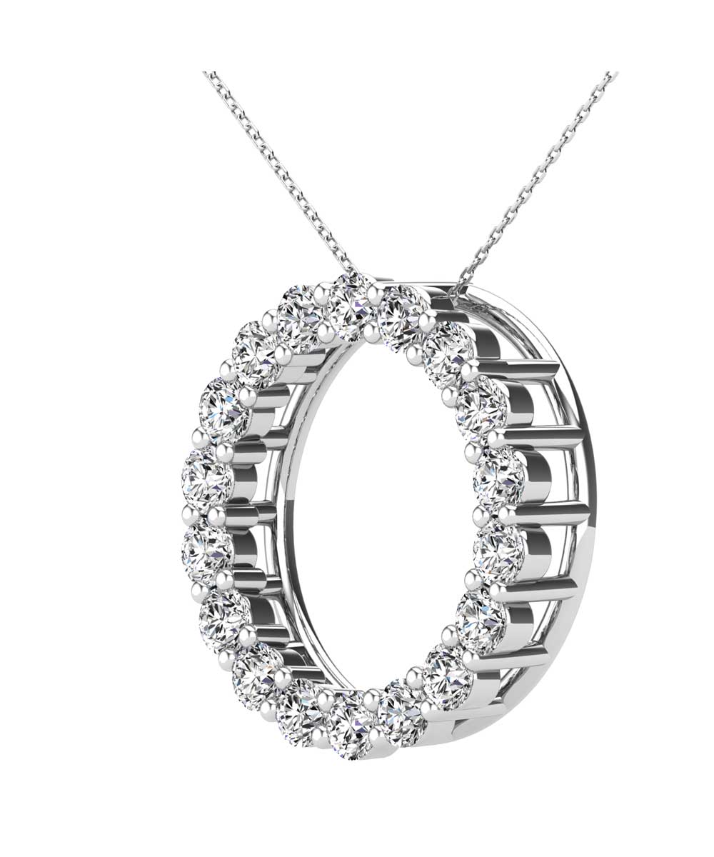 Le Petit Collection 0.40 ctw Diamond 14k White Gold Circle Pendant With Chain View 2