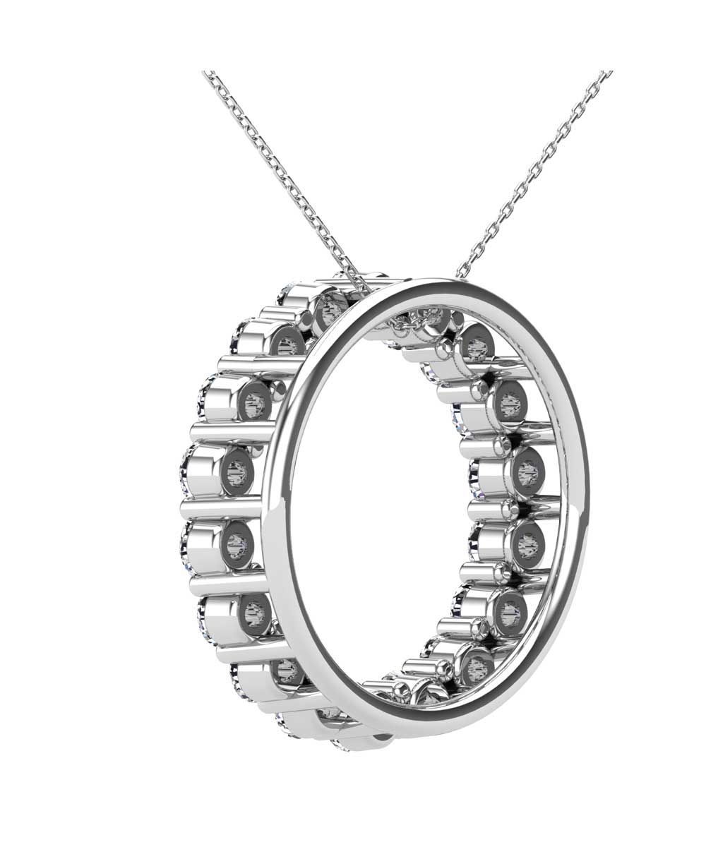 Le Petit Collection 0.40 ctw Diamond 14k White Gold Circle Pendant With Chain View 3