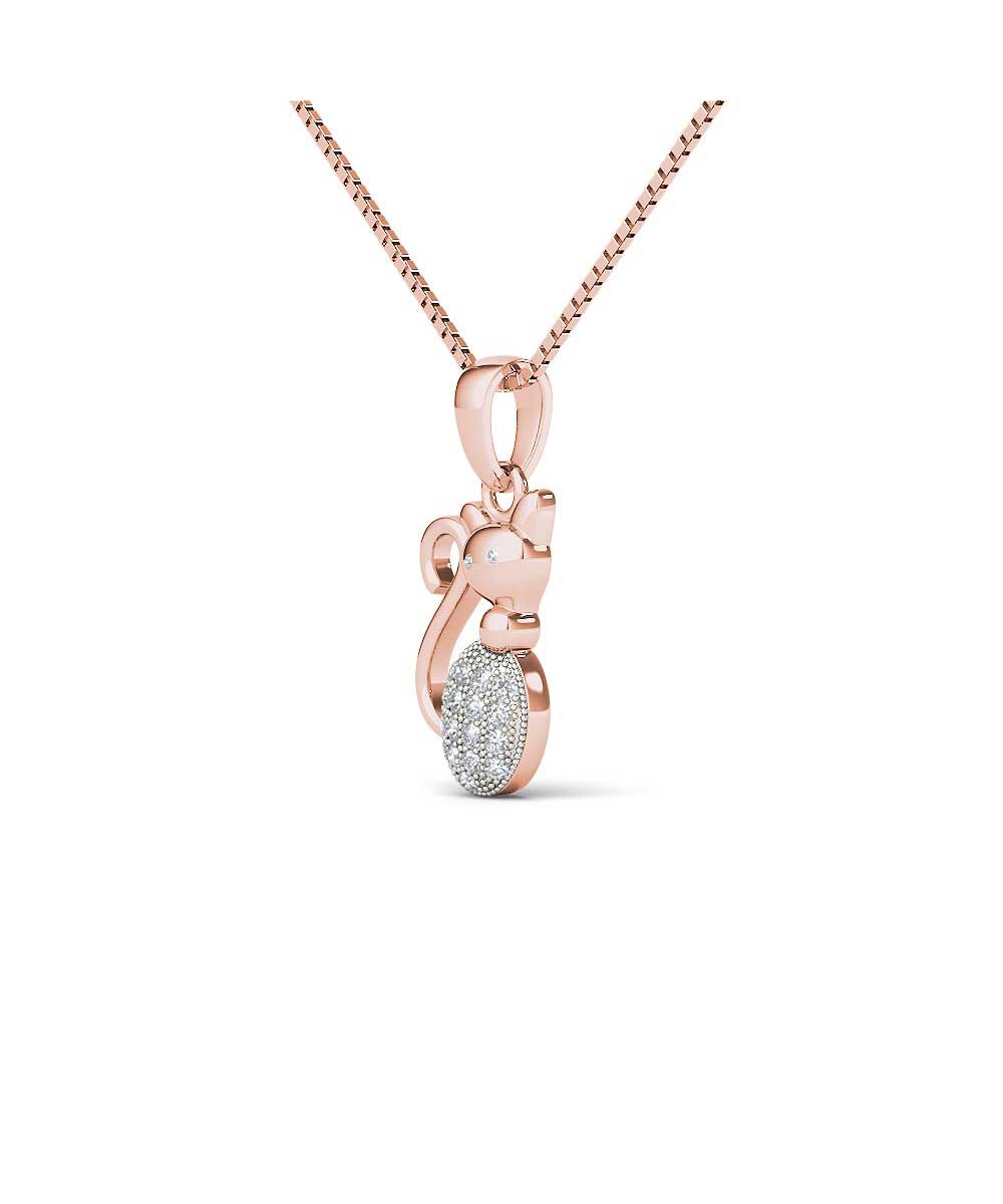 Le Petit Collection Diamond 10k Rose Gold Cat Pendant With Chain View 2