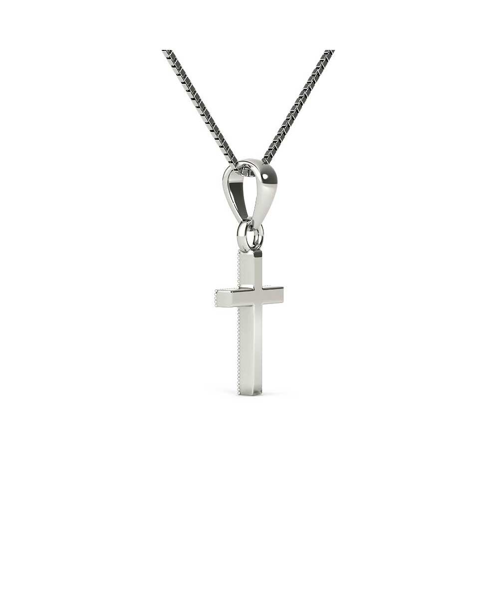 Le Petit Collection Diamond 10k White Gold Cross Pendant With Chain View 3
