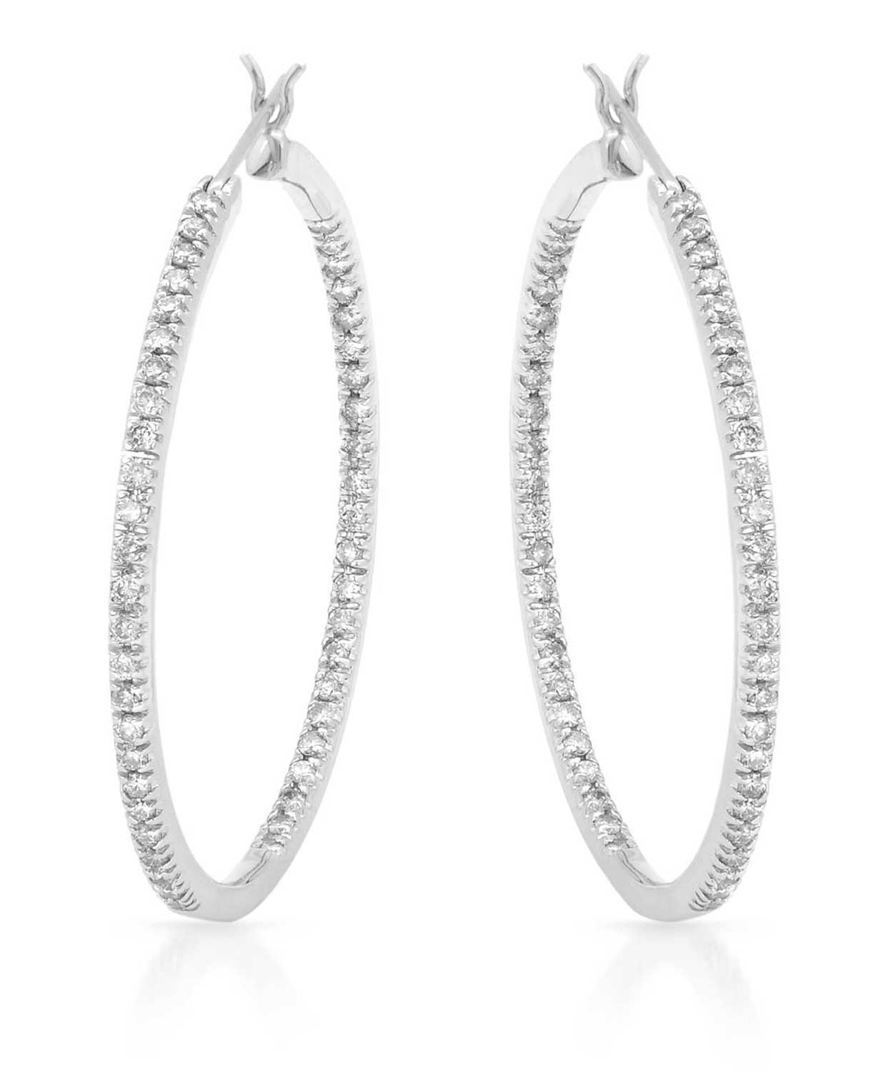 1.00 ctw Diamonds 14k White Gold Classic Inside-Out Hoop Earrings View 1