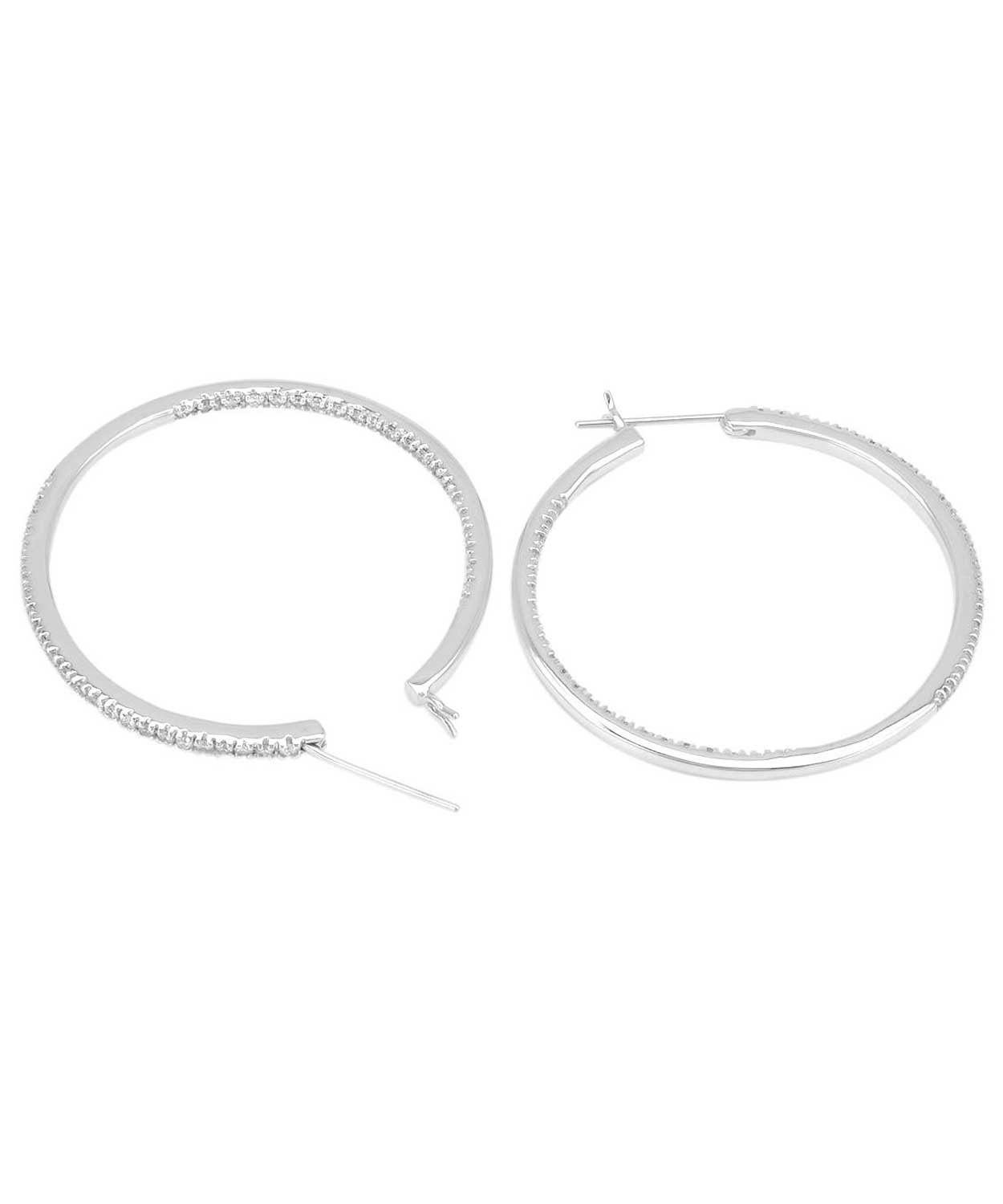 1.00 ctw Diamonds 14k White Gold Classic Inside-Out Hoop Earrings View 2