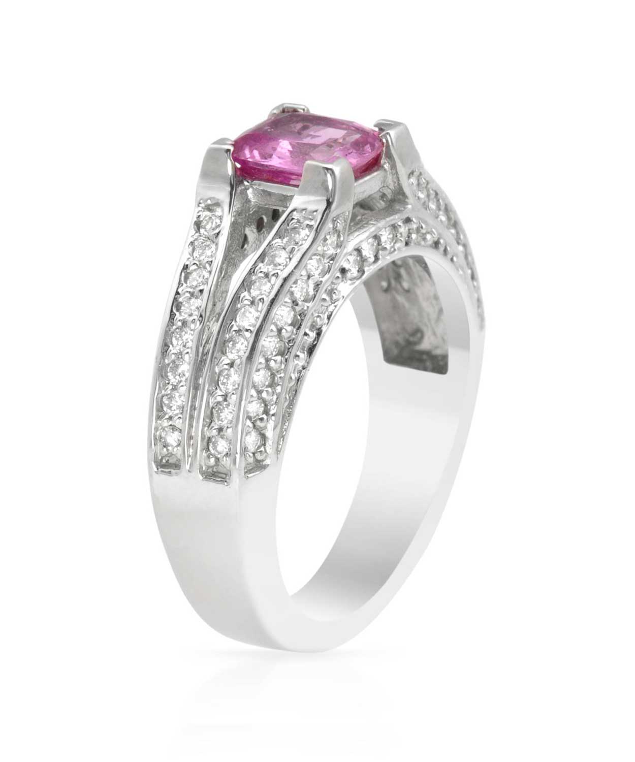 1.67 ctw Natural Pink Sapphire and Diamond 14k Gold Contemporary Engagement Ring View 2