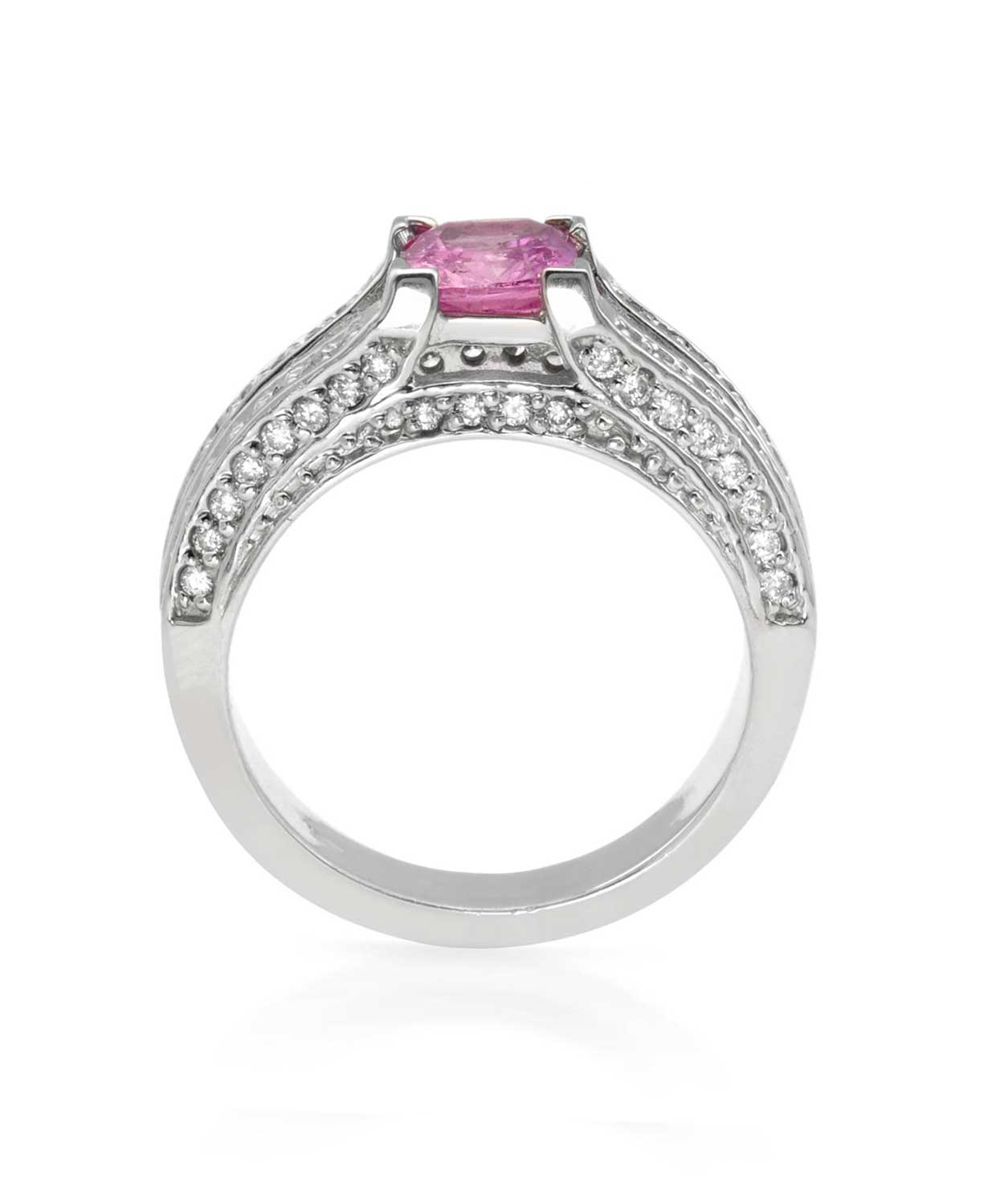 1.67 ctw Natural Pink Sapphire and Diamond 14k Gold Contemporary Engagement Ring View 3