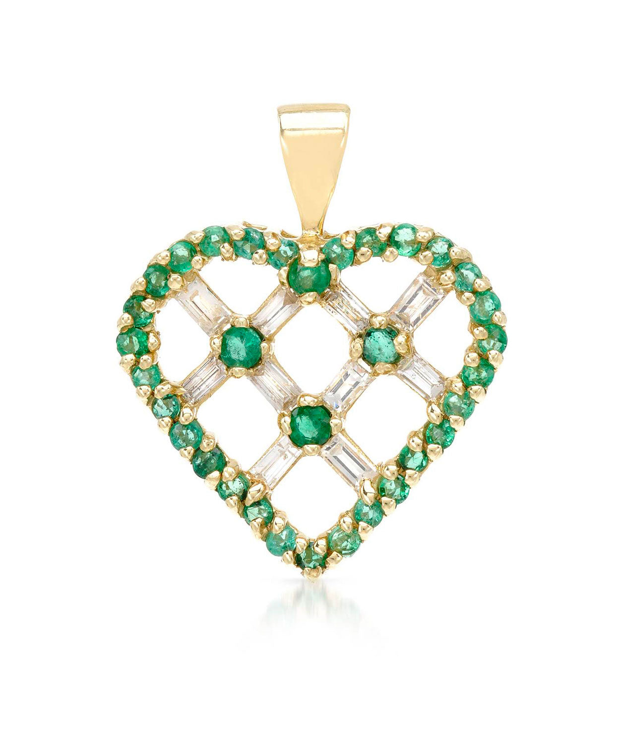 0.91 ctw Natural Emerald and Diamond 14k Gold Heart Pendant (chain not included) View 1