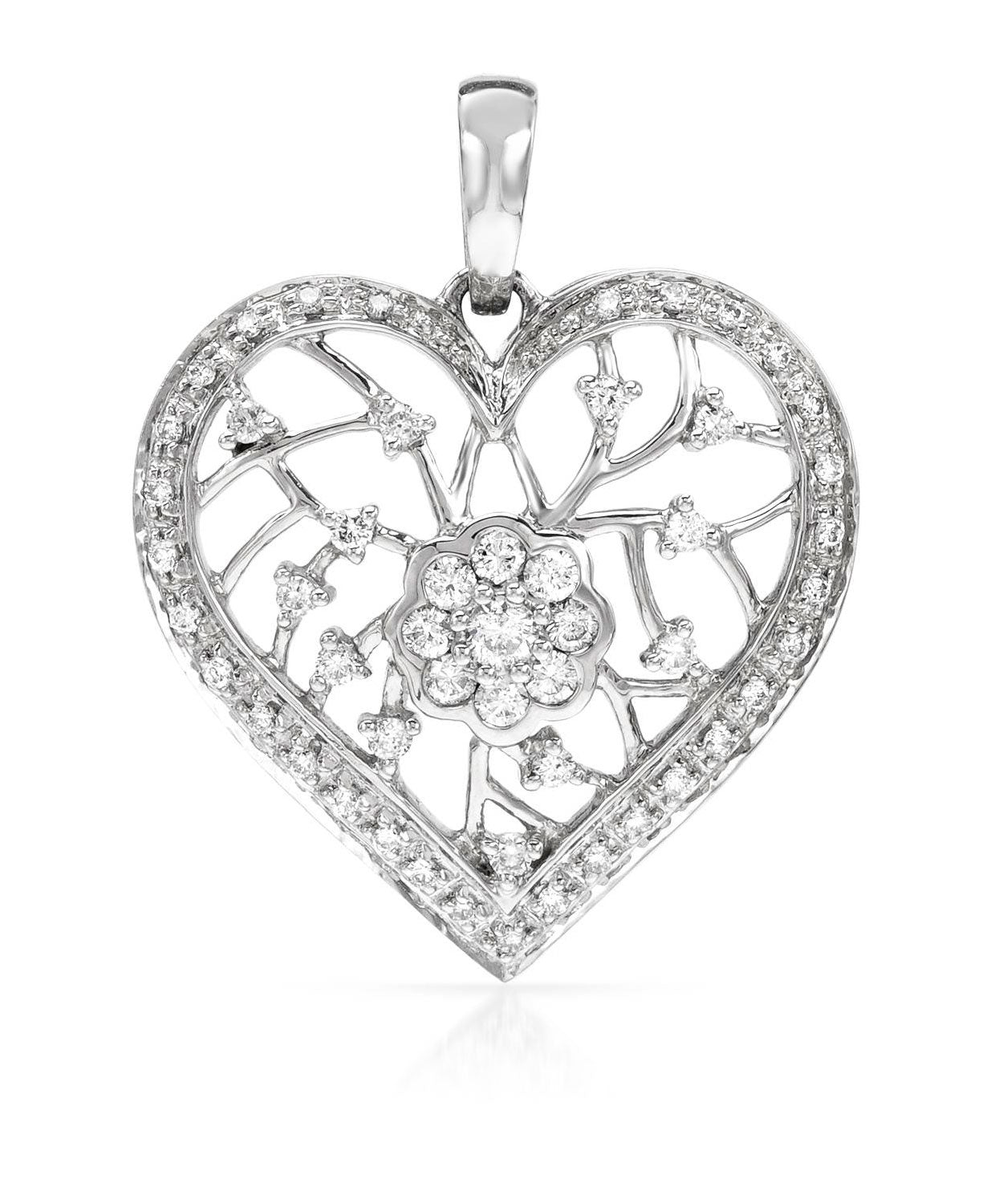 0.50 ctw Diamond 14k White Gold Heart Pendant (chain not included) View 1