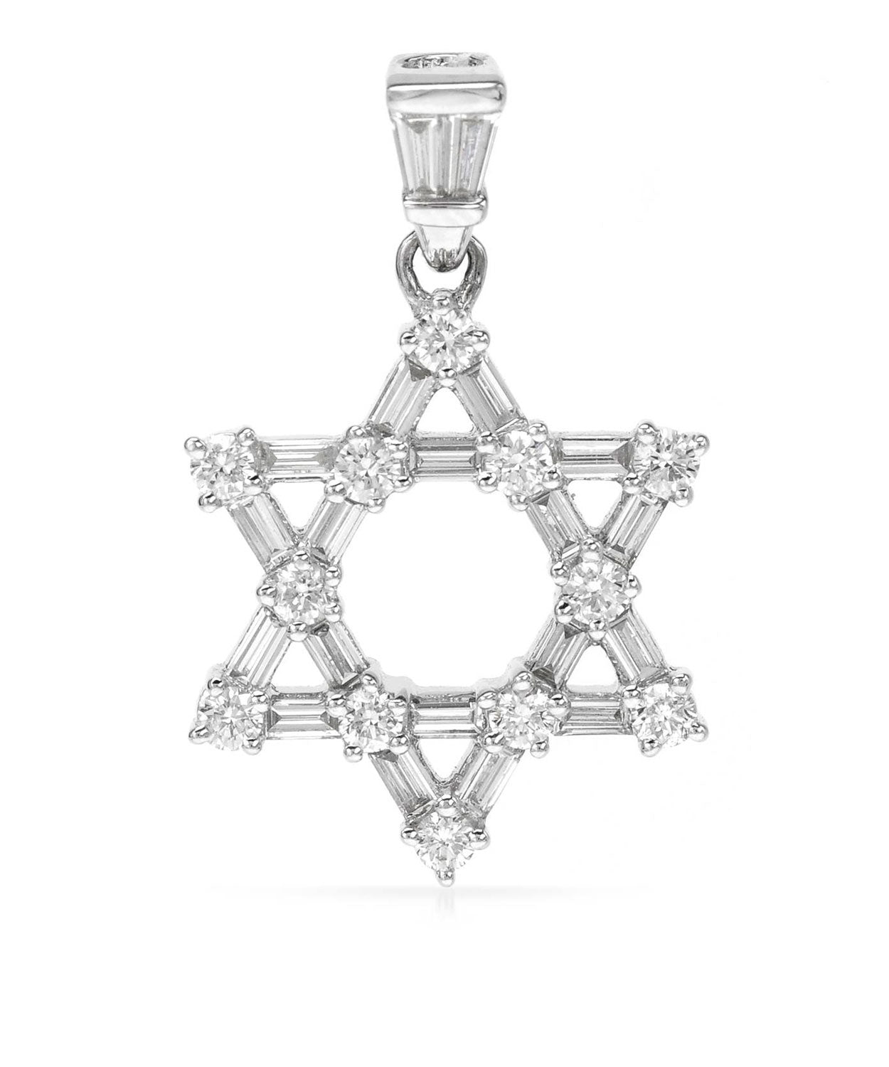 1.00 ctw Diamond 18k White Gold Star Of David Pendant (chain not included) View 1