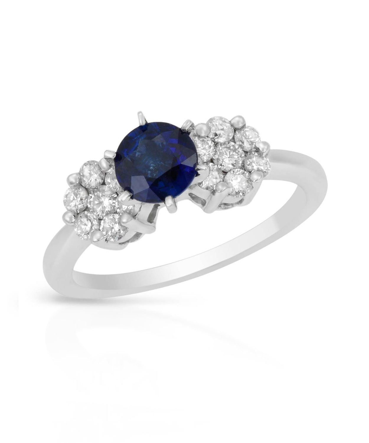 1.50 ctw Natural Royal Blue Sapphire and Diamond 14k Gold Contemporary Engagement Ring View 1