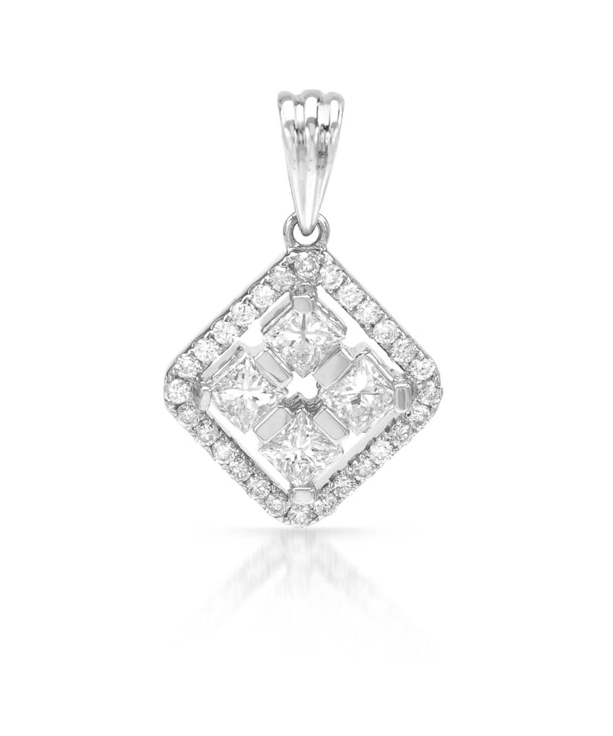 1.08 ctw Diamond 18k White Gold Square Pendant (chain not included) View 1