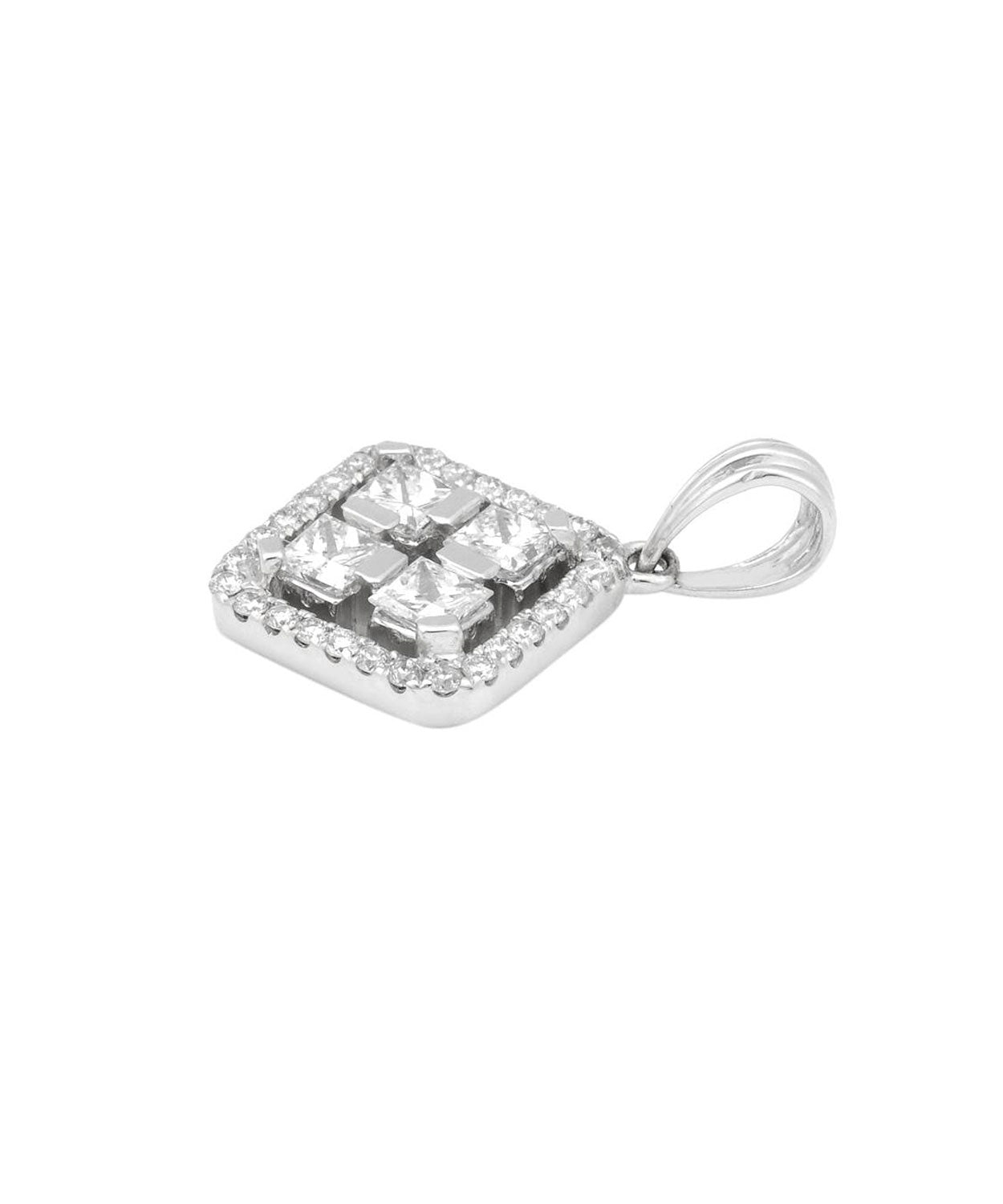 1.08 ctw Diamond 18k White Gold Square Pendant (chain not included) View 2