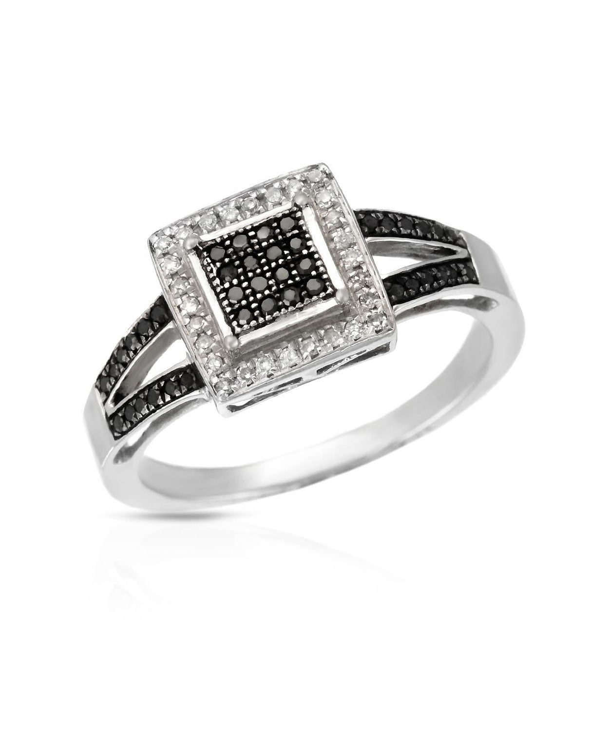 0.20 ctw Black and White Diamonds 14k White Gold Promise Ring View 1