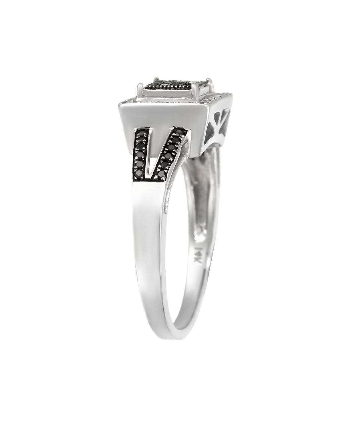 0.20 ctw Black and White Diamonds 14k White Gold Promise Ring View 2