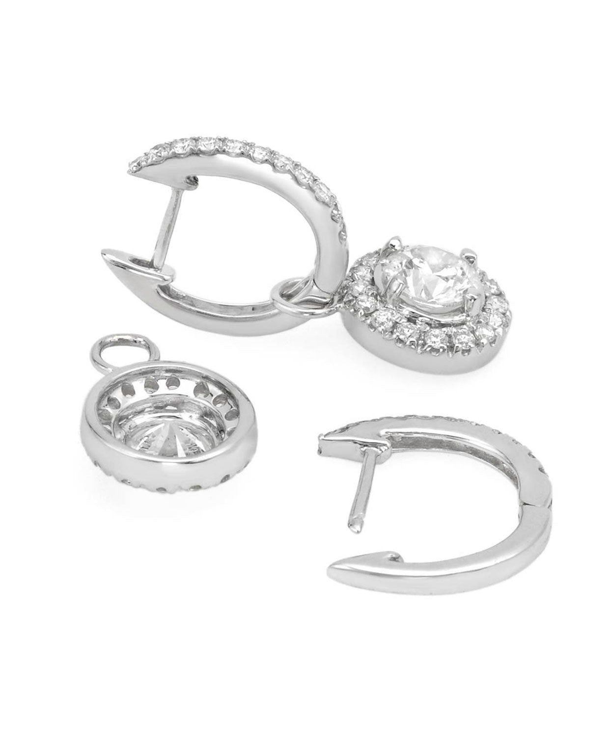 1.54 ctw Diamonds 18k White Gold Halo Dangle Earrings View 2