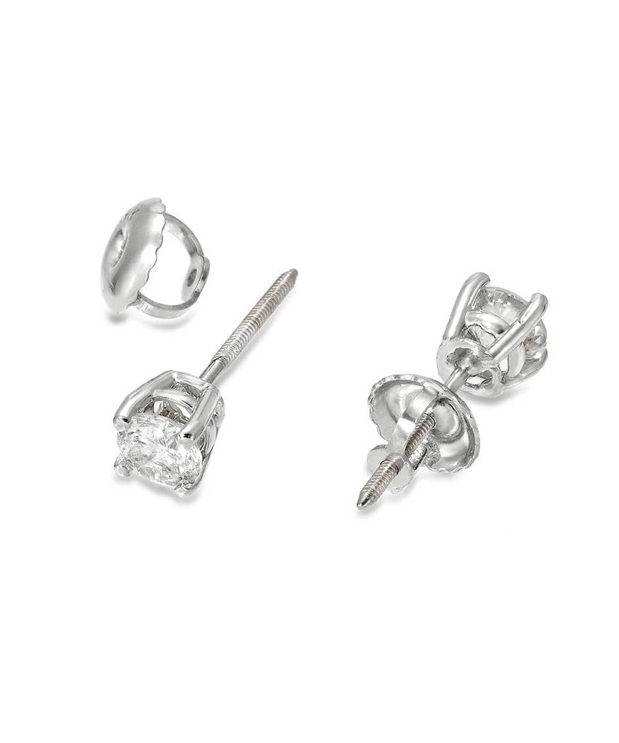 Signature Collection 0.25 ctw Diamond 14k White Gold Classic Stud Earrings View 2