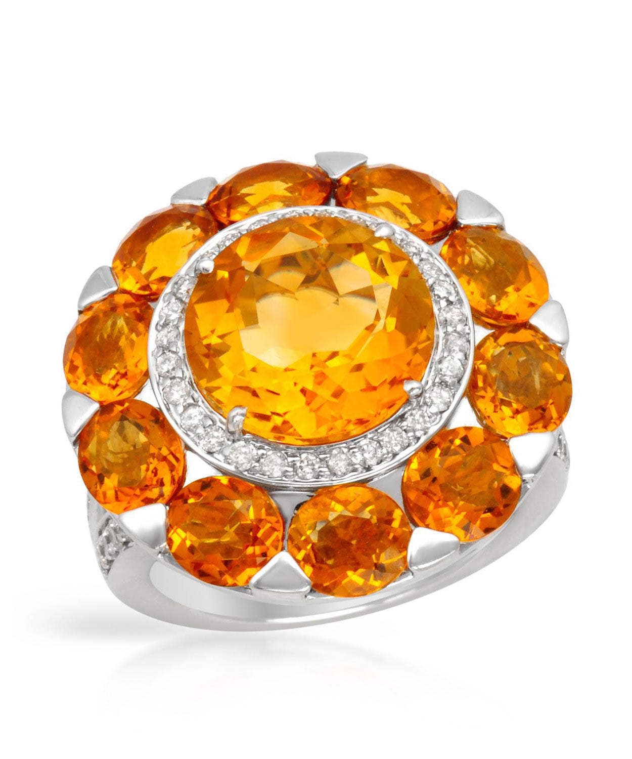 9.17 ctw Natural Honey Citrine and Diamond 14k Gold Bold Cocktail Ring View 1