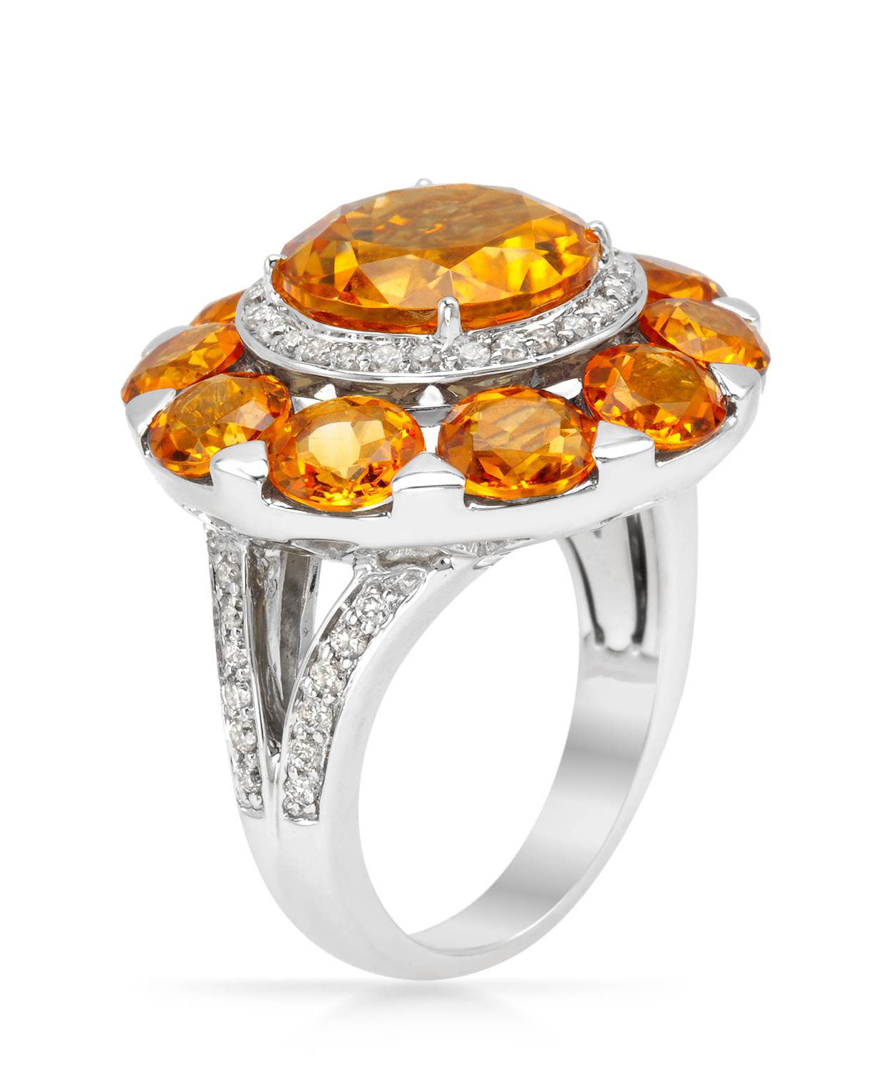 9.17 ctw Natural Honey Citrine and Diamond 14k Gold Bold Cocktail Ring View 2