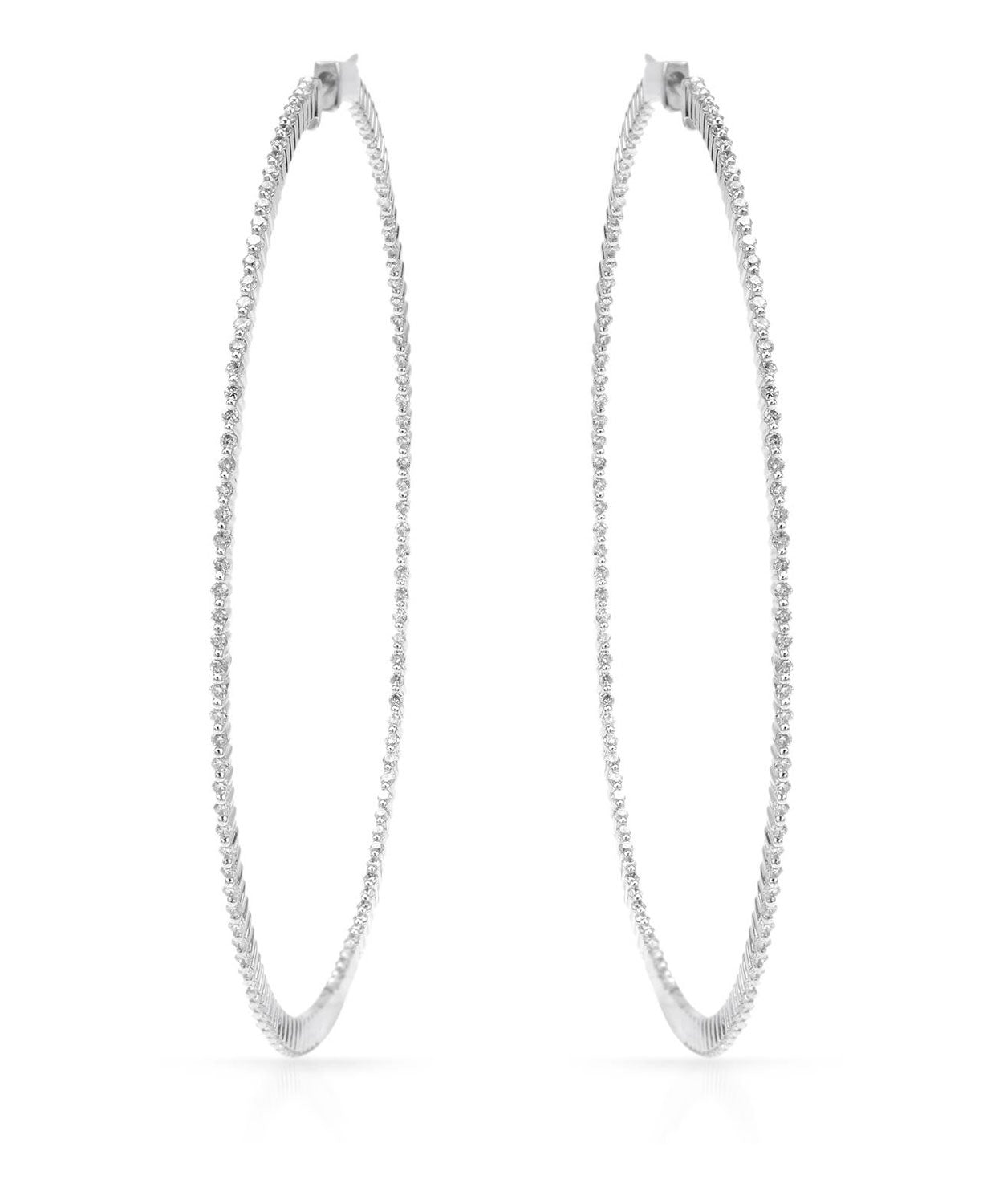 1.64 ctw Diamond 14k White Gold Minimalistic Hoop Earrings View 1