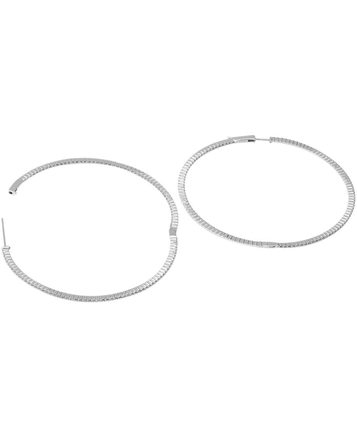 1.64 ctw Diamond 14k White Gold Minimalistic Hoop Earrings View 2