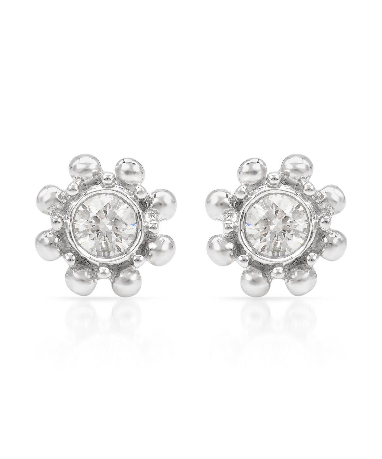 Signature Collection 0.20 ctw Diamond 14k White Gold Dainty Stud Earrings View 1