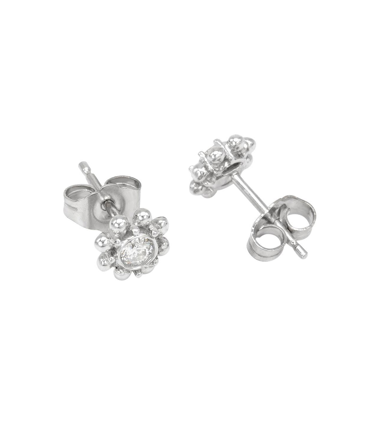 Signature Collection 0.20 ctw Diamond 14k White Gold Dainty Stud Earrings View 2