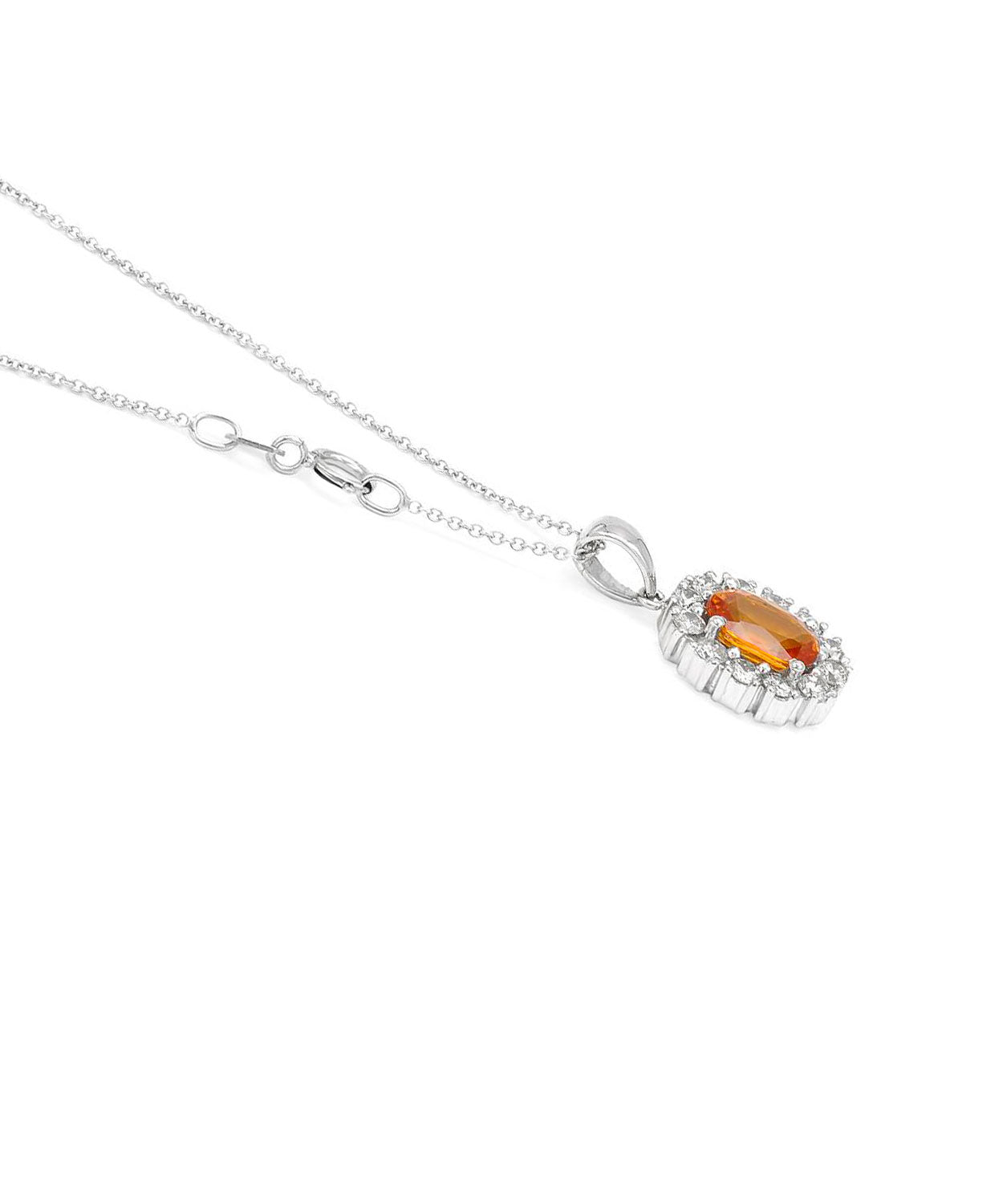 2.21 ctw Natural Orange Sapphire and Diamond 14k Gold Classic Pendant With Chain View 2