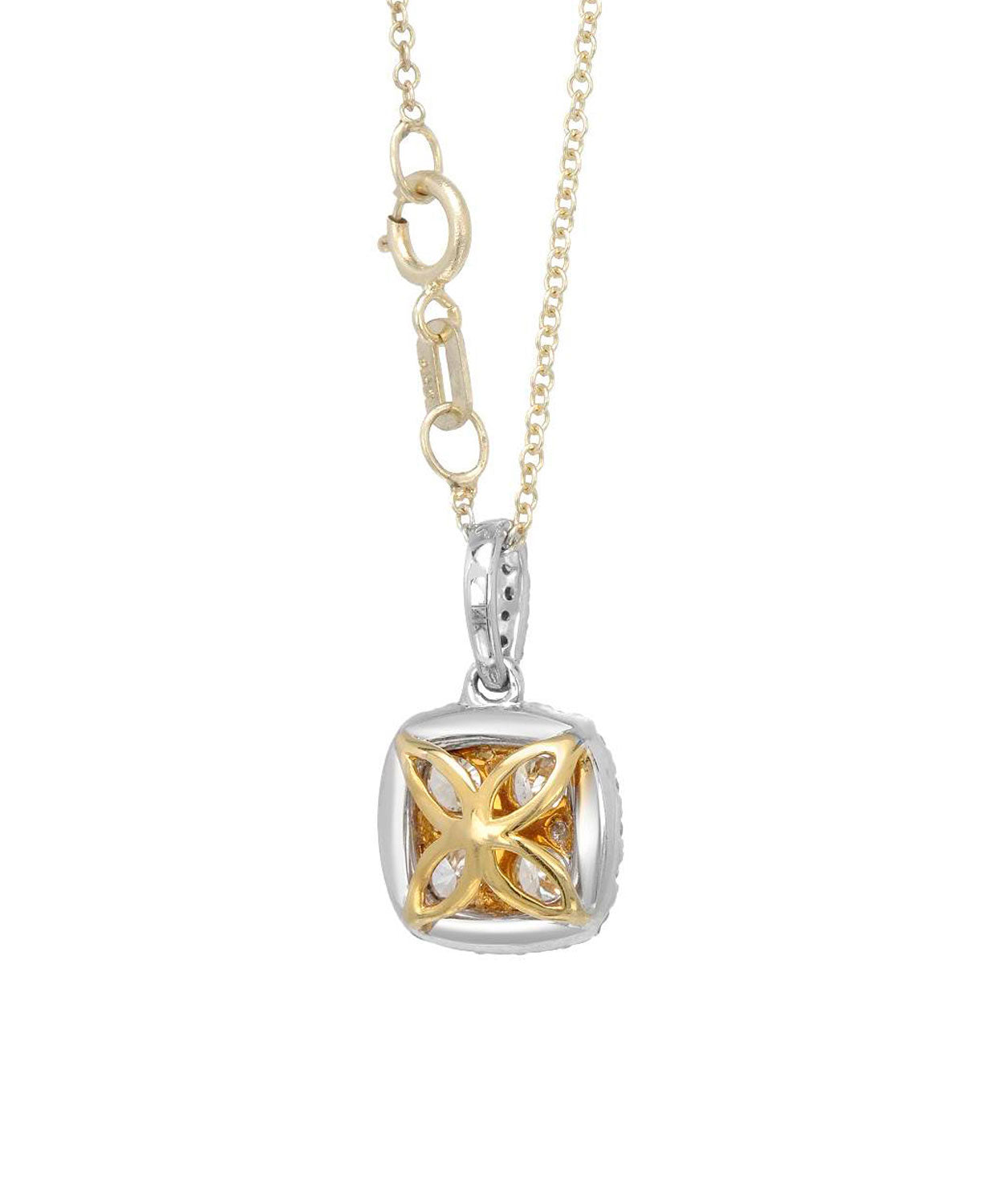 0.70 ctw Fancy Yellow and White Diamond 14k Gold Cluster Pendant With Chain View 2