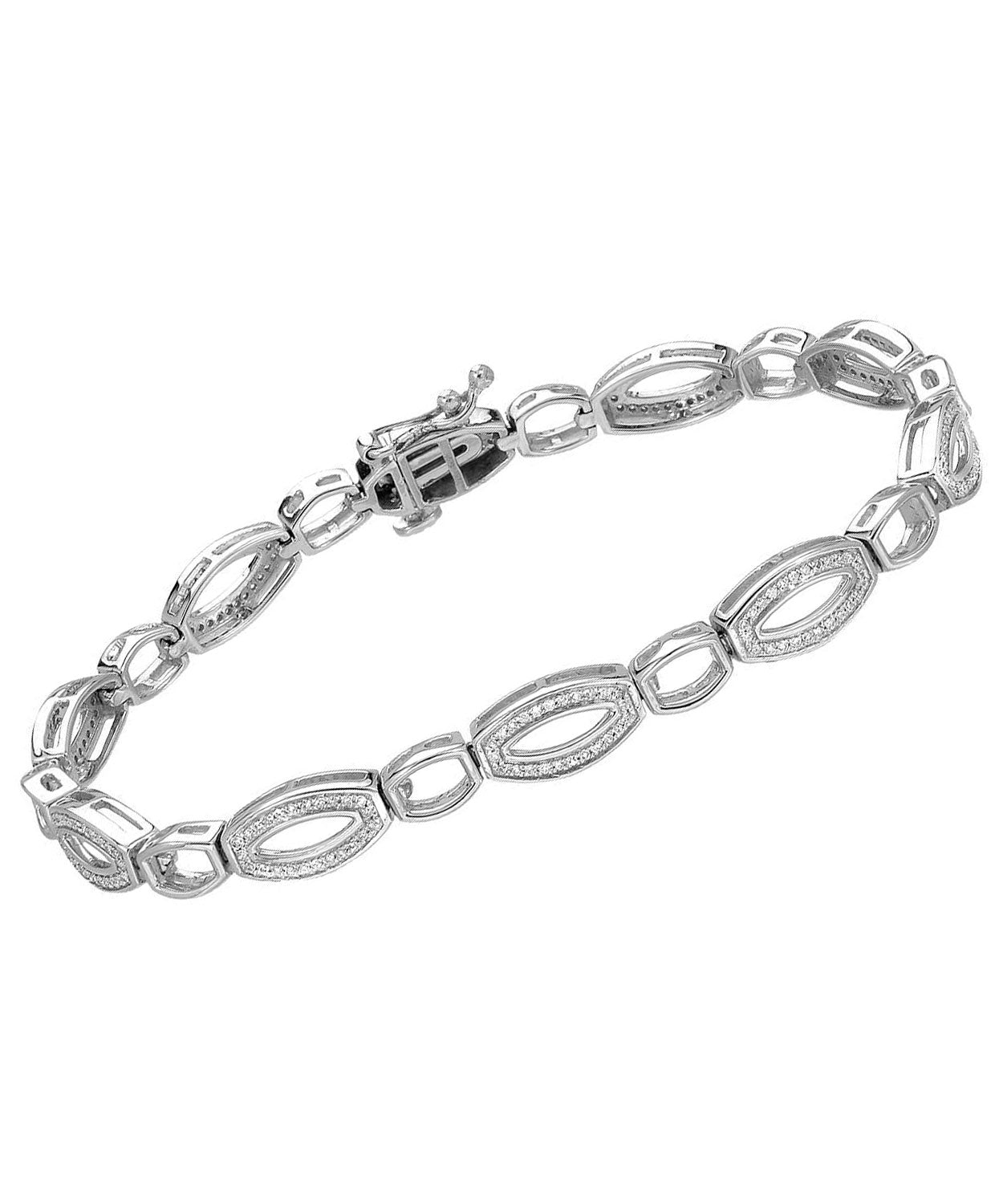 0.50 ctw Diamond 14k White Gold Fashion Link Bracelet View 1